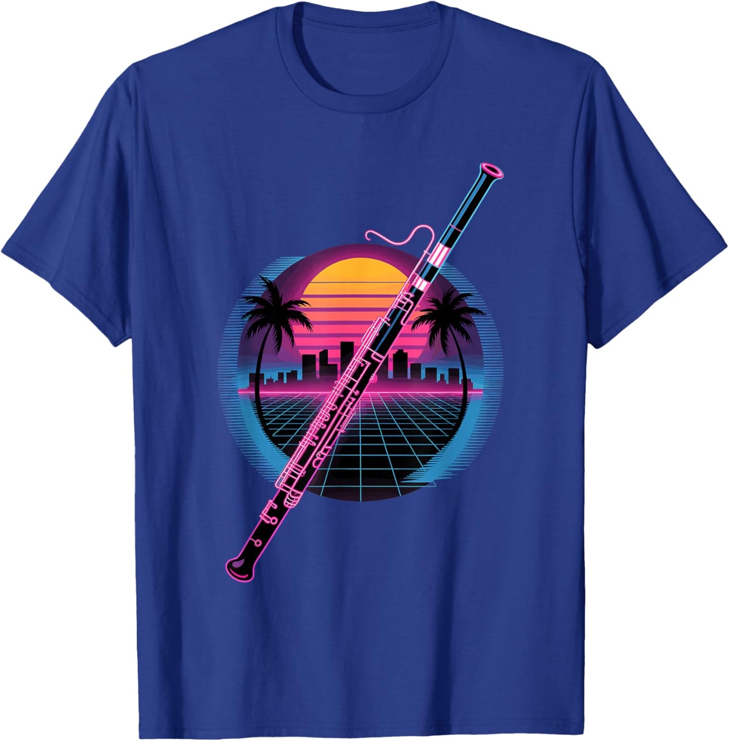 Retro Synthwave Bassoon Bassoonist T-Shirt - T-Shirt | Royal