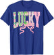Retro Lucky Patricks Day Coquette Bow Shamrock Women Girls T-Shirt - T-Shirt | Royal