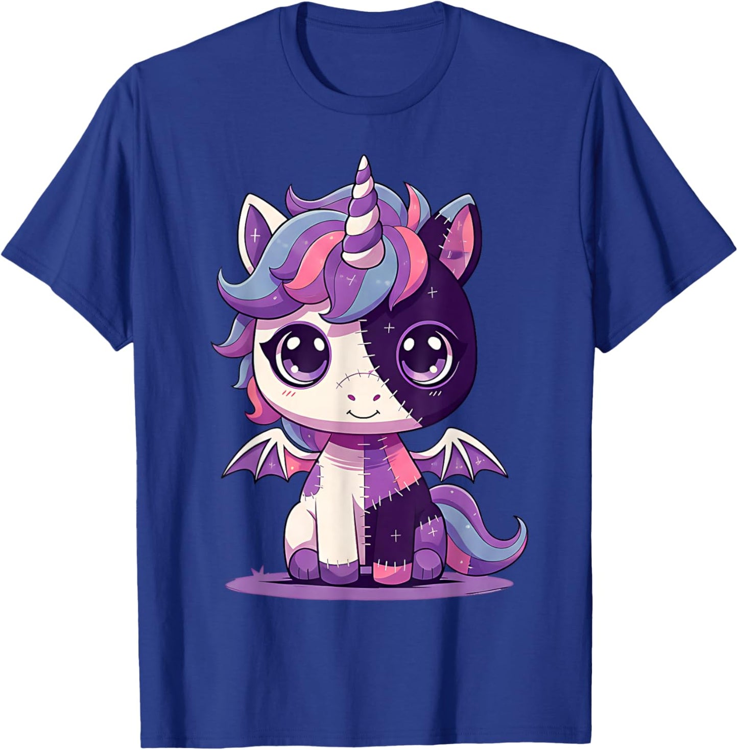 Kawaii Pastel Goth Creepy Cute Zombie Patchwork Unicorn Girl T-Shirt - T-Shirt | Royal