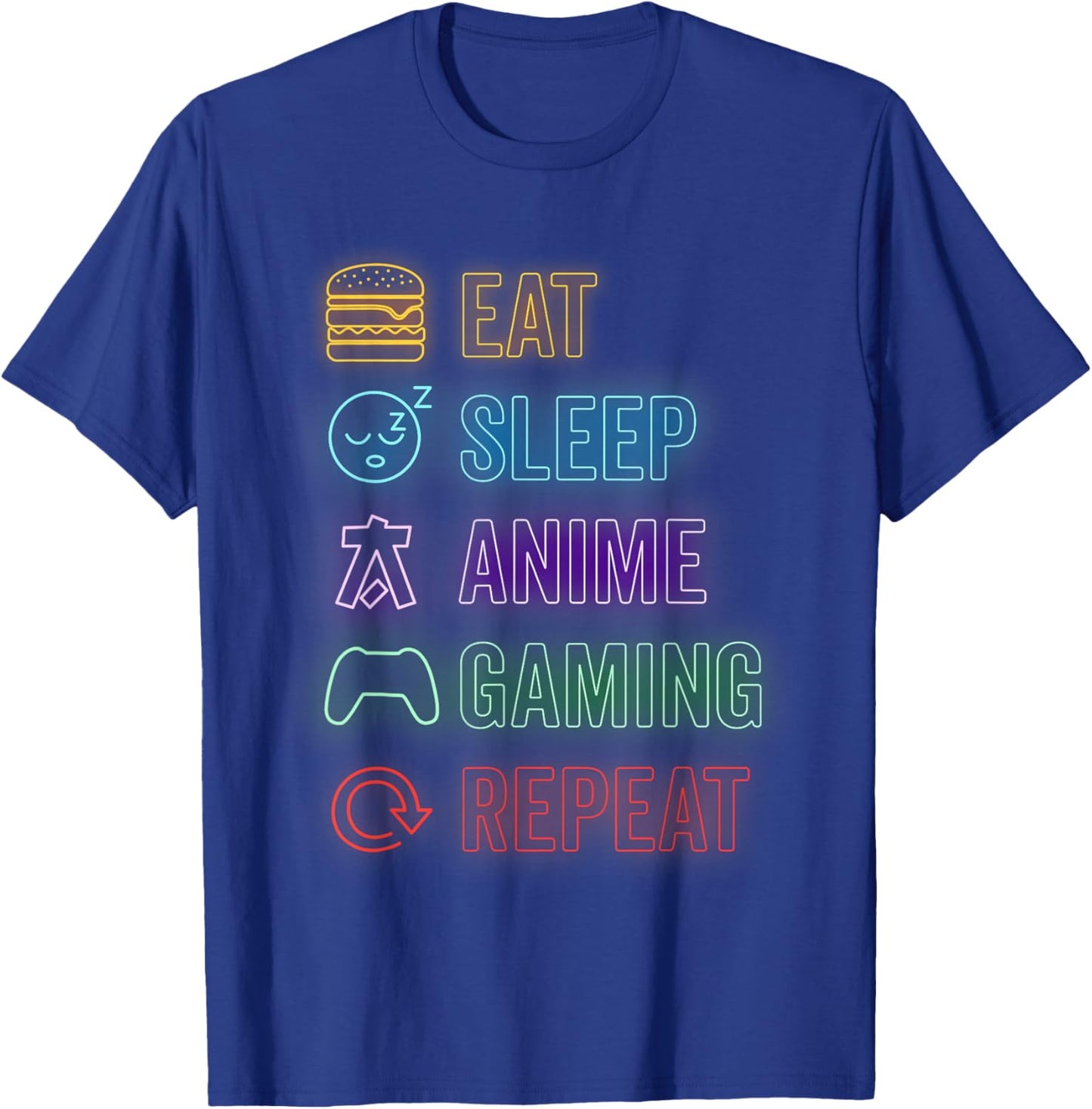 Eat Sleep Anime Gaming Repeat Gamer Men Teen Boy Gifts Anime T-Shirt - T-Shirt | Royal