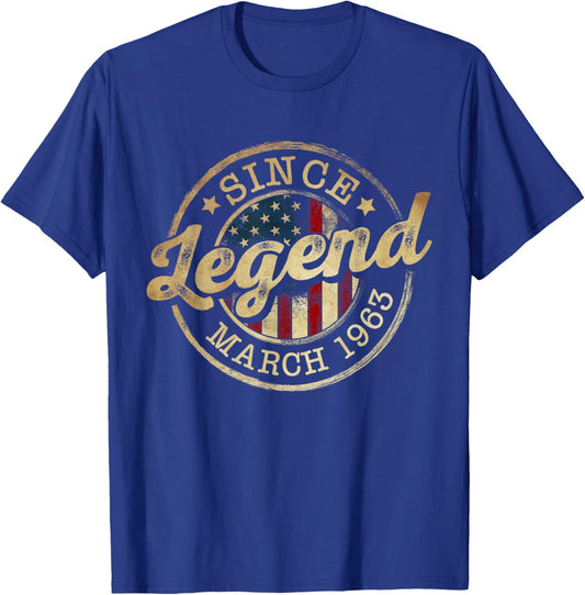 Legend Since March 1963 Vintage 63rd Birthday Classic T-Shirt - T-Shirt | Royal