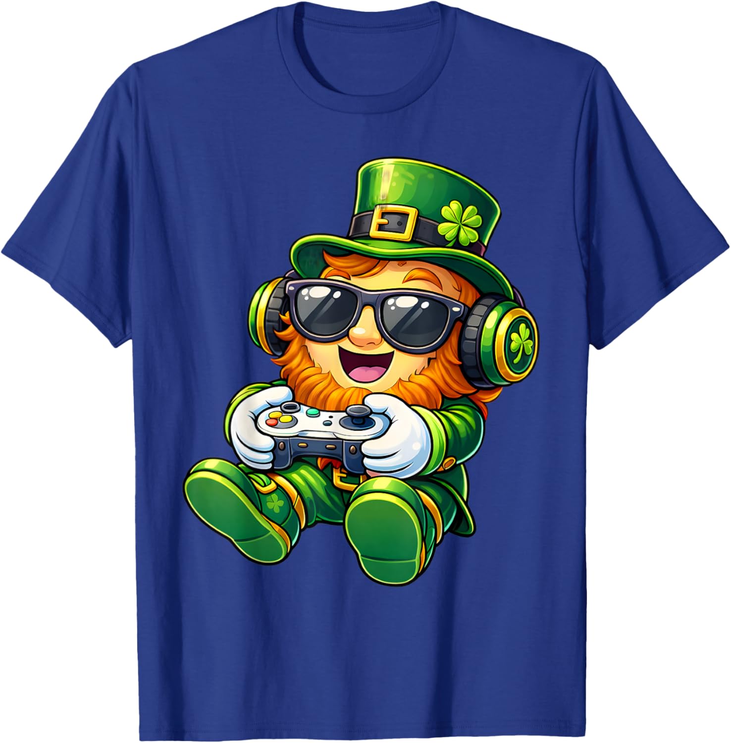 Video Game Leprechaun St Patricks Day Gamer Boys Kids Gaming T-Shirt - T-Shirt | Royal