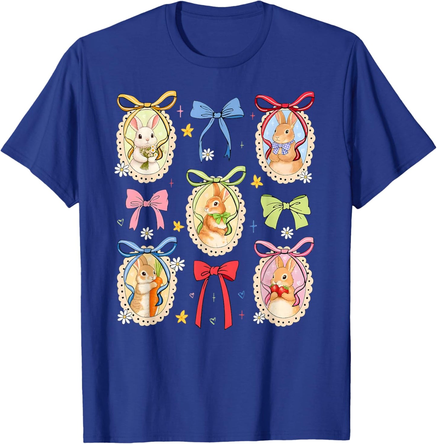 Easter Bunny Cute Coquette Bow Floral Men Women Kids T-Shirt - T-Shirt | Royal