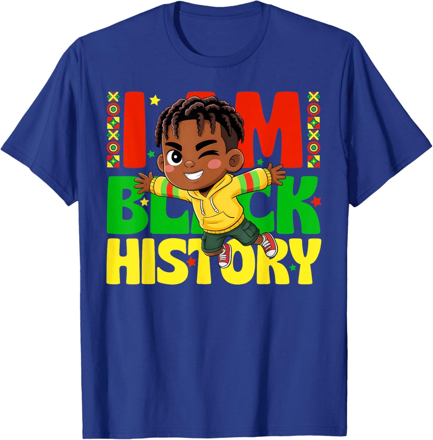 I Am Black History Afro Boy Kids Black History Month T-Shirt - T-Shirt | Royal