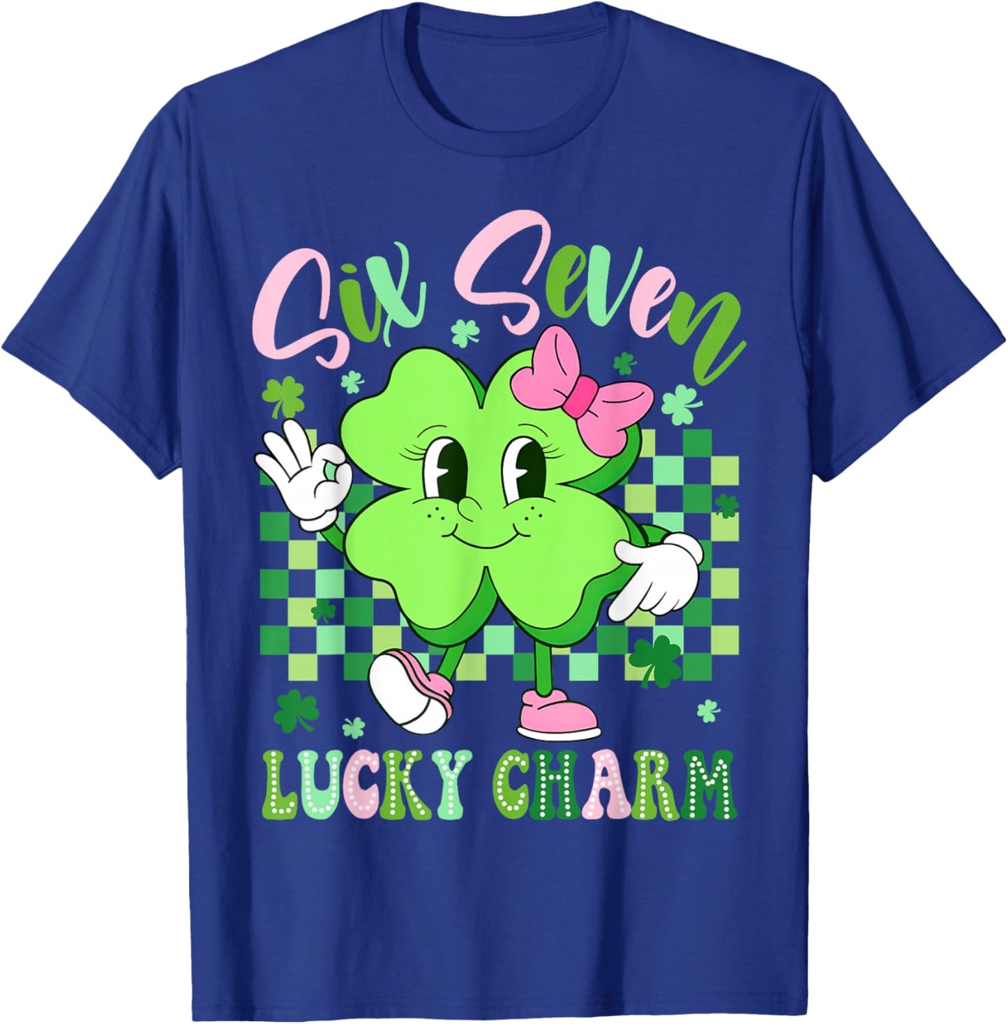 Six Seven Lucky Charm 67 St Patricks Day Shamrock Women Girl T-Shirt - T-Shirt | Royal