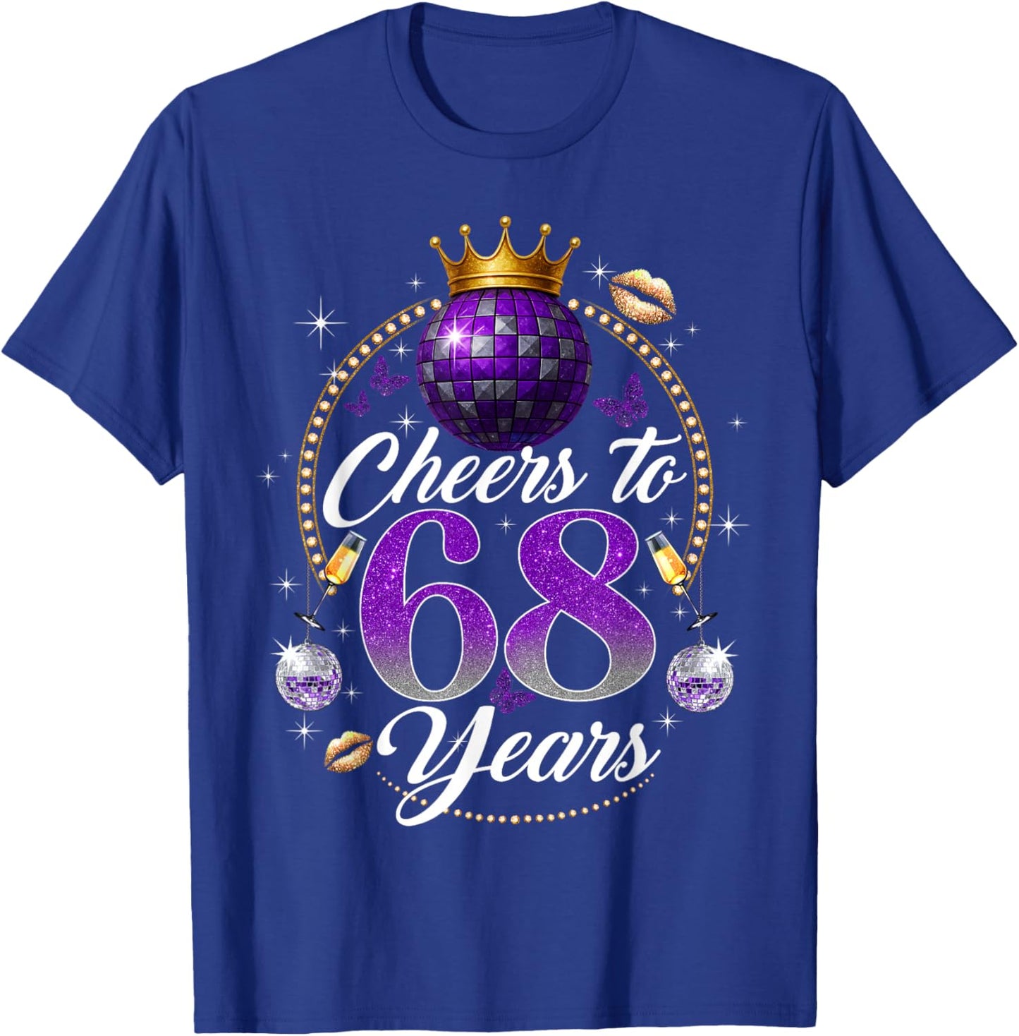Cheers to 68 Years Old Wedding Anniversary 68th Birthday T-Shirt - T-Shirt | Royal