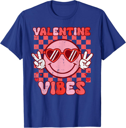 Valentine Vibes Peace Vintage Valentine Women Men Kids T-Shirt - T-Shirt | Royal