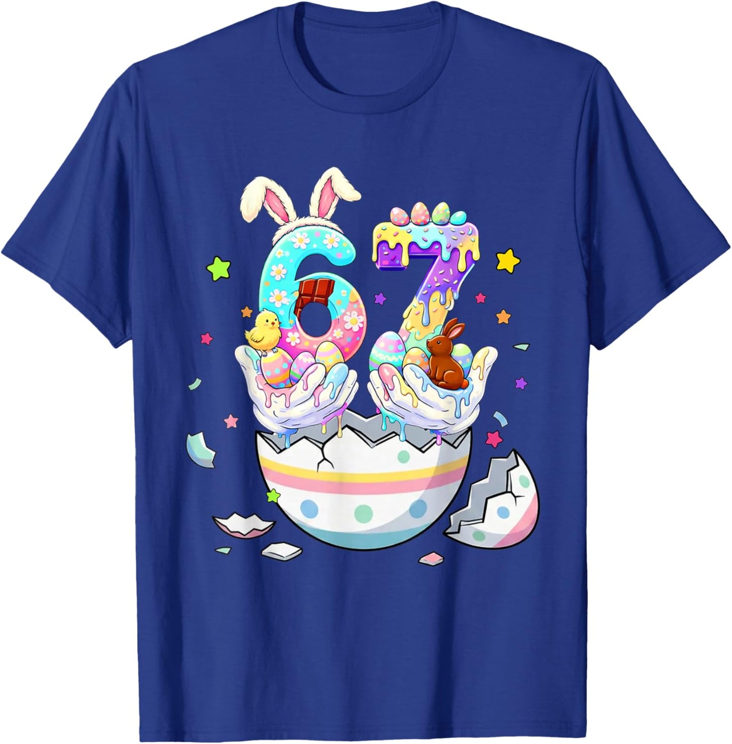 67 6 7 Easter Eggs Funny Bunny Six Seven 67 Boys 6 7 Girls T-Shirt - T-Shirt | Royal
