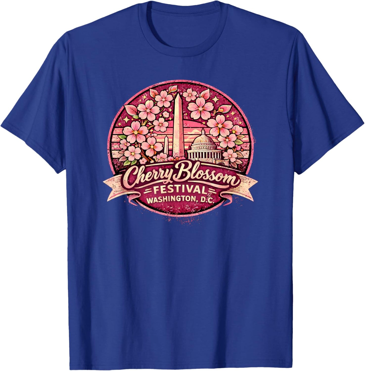 Spring Cherry Blossom Festival Washington DC Floral Artwork T-Shirt - T-Shirt | Royal