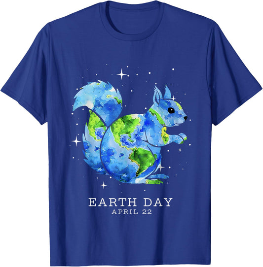 Earth Day 2026 Squirrel Art T-Shirt - T-Shirt | Royal