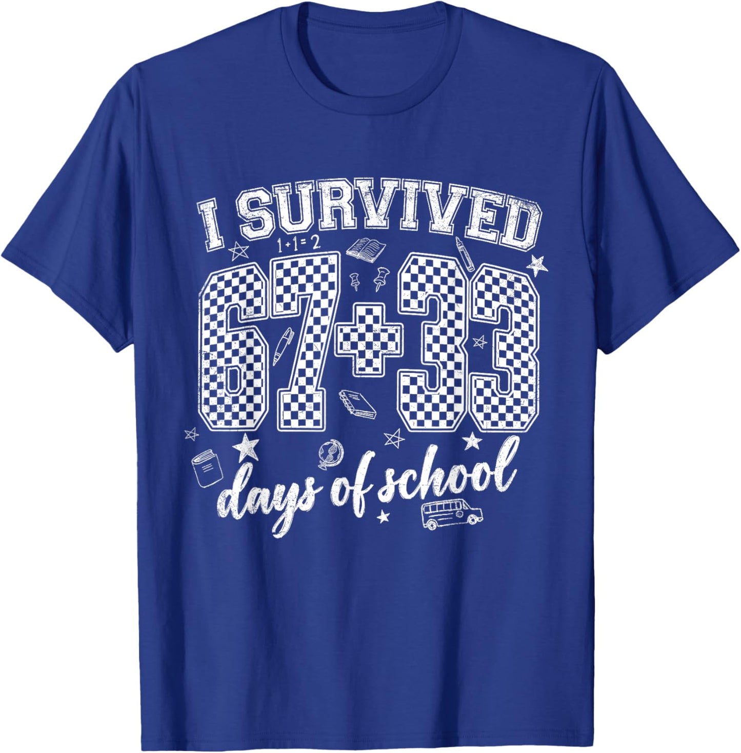 I Survived 100 Days of School 6 7 Meme Six Seven Kids Boys T-Shirt - T-Shirt | Royal