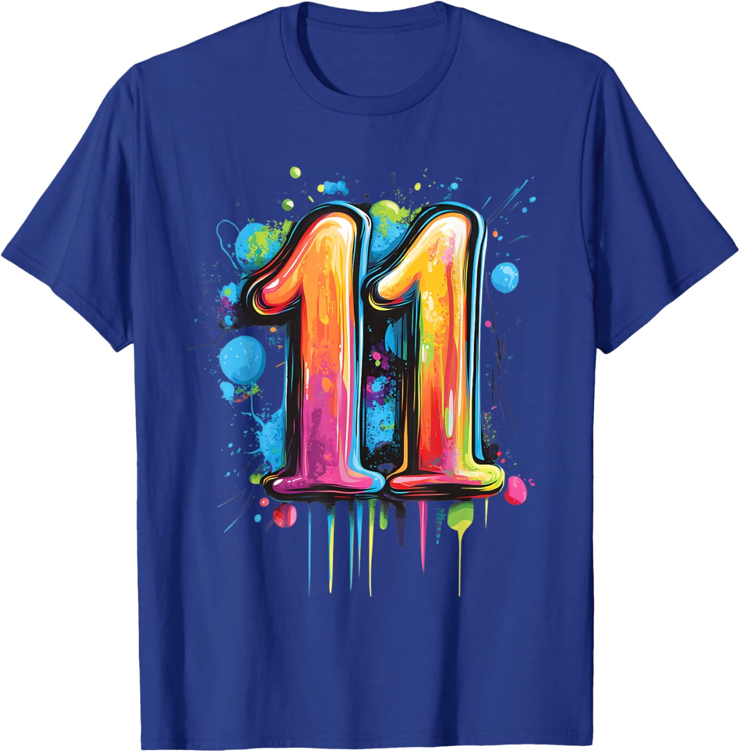 Number 11 11th Birthday Eleven Year Old Boys Girls Graffiti T-Shirt - T-Shirt | Royal
