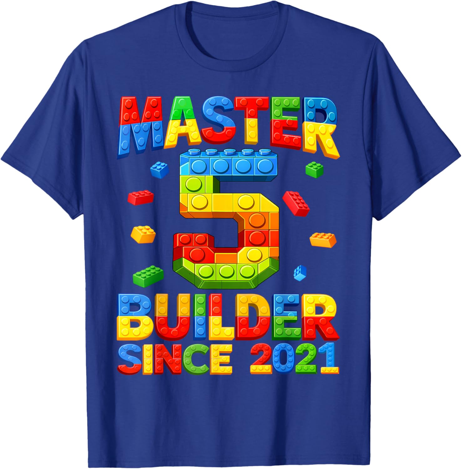 Master Builder 5th Birthday 2021 5 Years Old Building Brick T-Shirt - T-Shirt | Royal