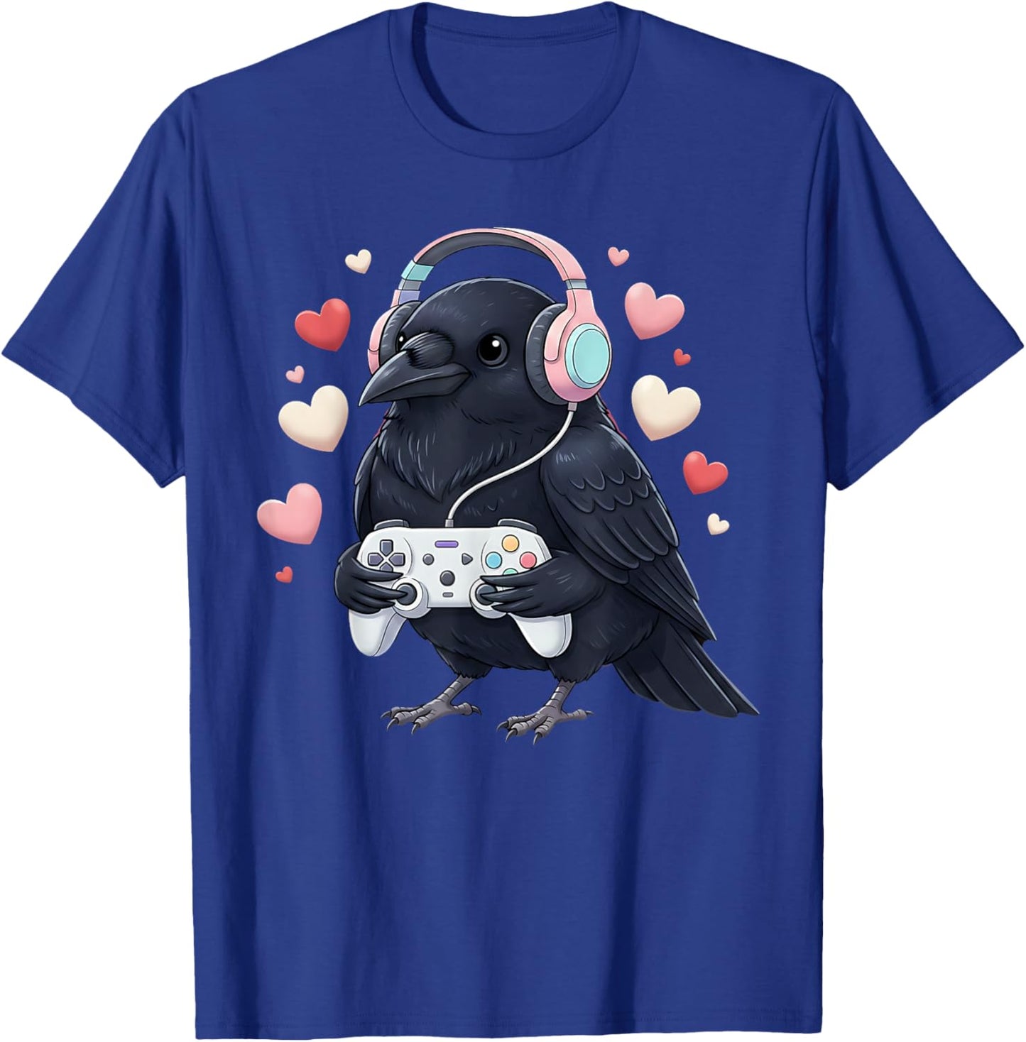 Funny Crow Bird Gamer Gaming Video Games Valentines Day T-Shirt - T-Shirt | Royal