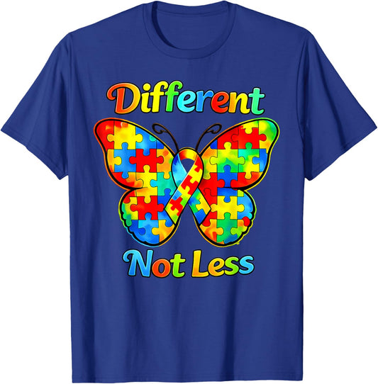 Autism Awareness Different Not Less Butterfly Cute Colorful T-Shirt - T-Shirt | Royal