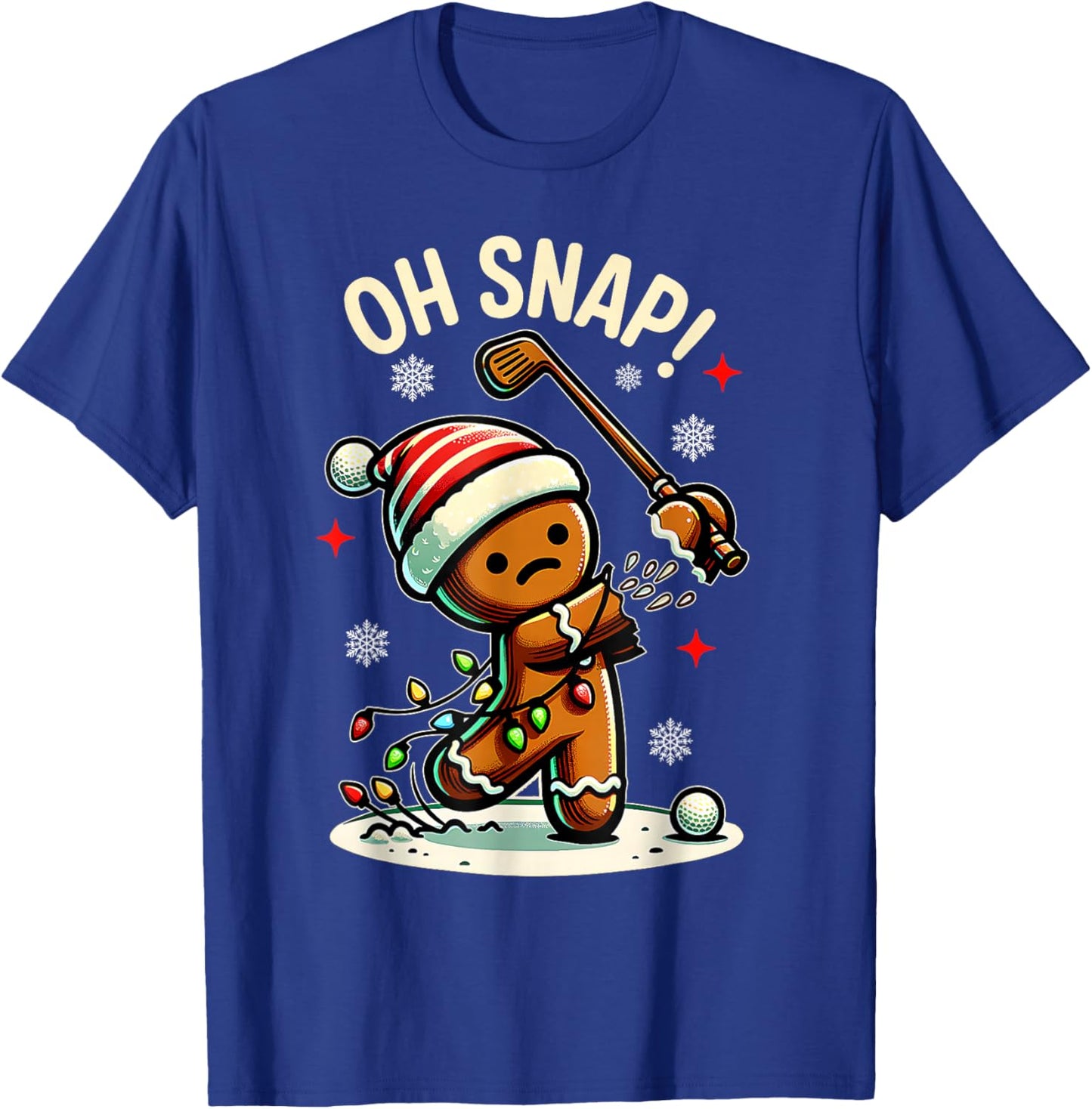Oh Snap Gingerbreadman Golfer Golf Christmas Golfing T-Shirt - T-Shirt | Royal