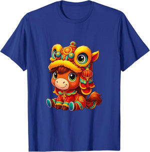 Cute Year of The Horse Chinese New Year Cartoon Design T-Shirt - T-Shirt | Royal