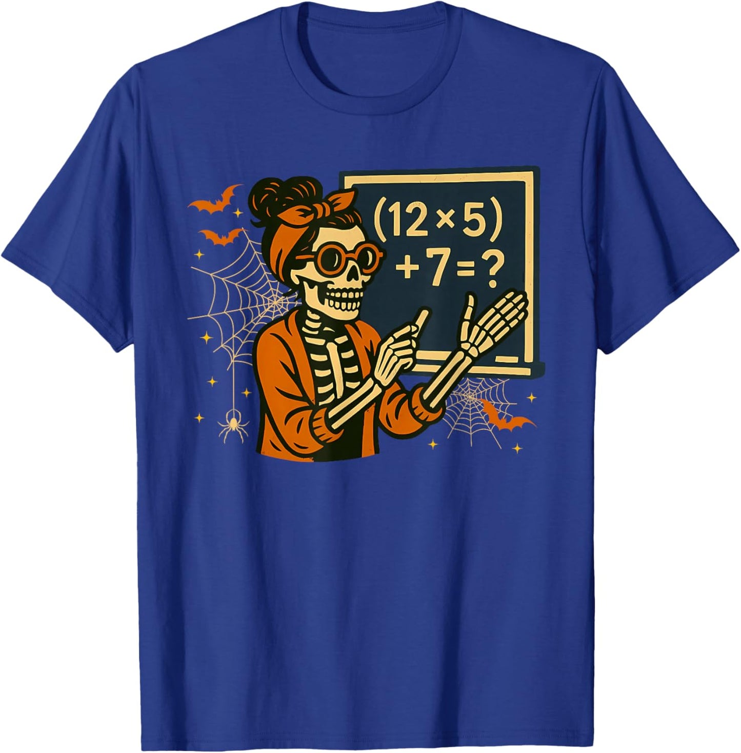 67 Teacher Halloween Skeleton Six Seven Meme Math T-Shirt - T-Shirt | Royal