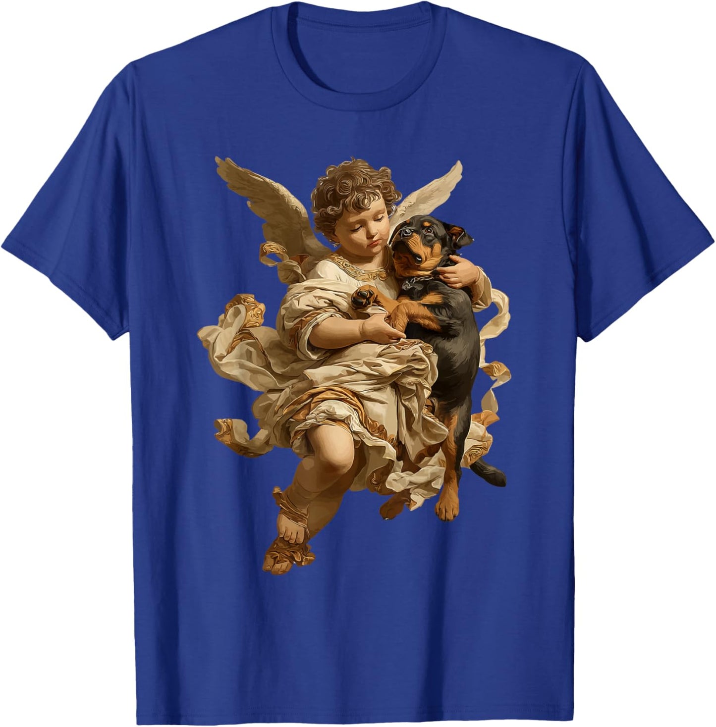 Cherub Angel with Rottweiler Dog Baroque Renaissance Art T-Shirt - T-Shirt | Royal