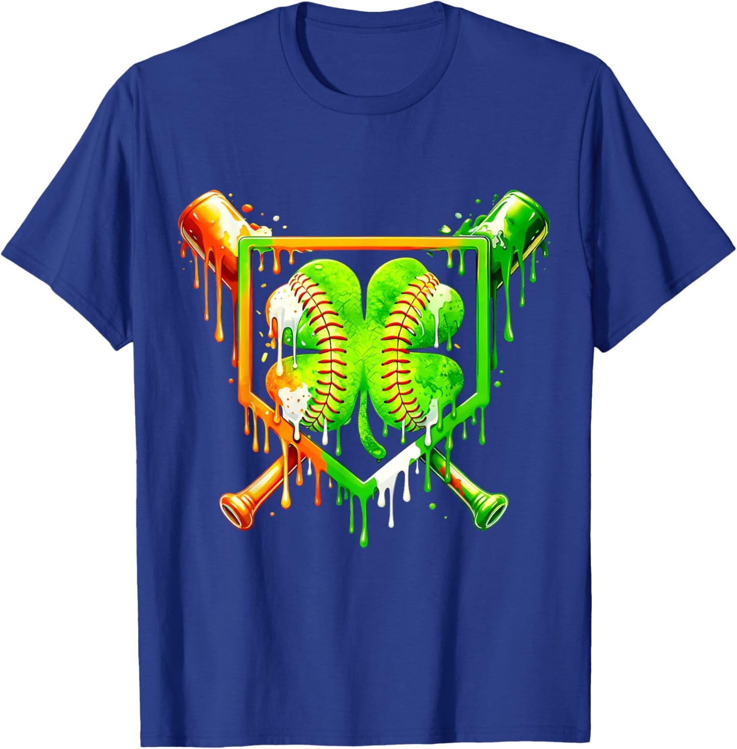 Drip St Patricks Day Shamrock Baseball Sport Kids Boys Men T-Shirt - T-Shirt | Royal
