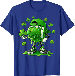 Football St Patricks Day Boys Kids Drip Sport Green Shamrock T-Shirt - T-Shirt | Royal
