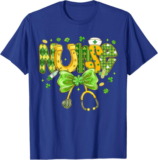 Coquette Stethoscope Scrub St Patricks Day Nurse Men Women T-Shirt - T-Shirt | Royal
