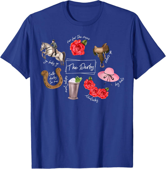 Horse Racing Doodles Derby Day Funny Silks Jockey T-Shirt - T-Shirt | Royal