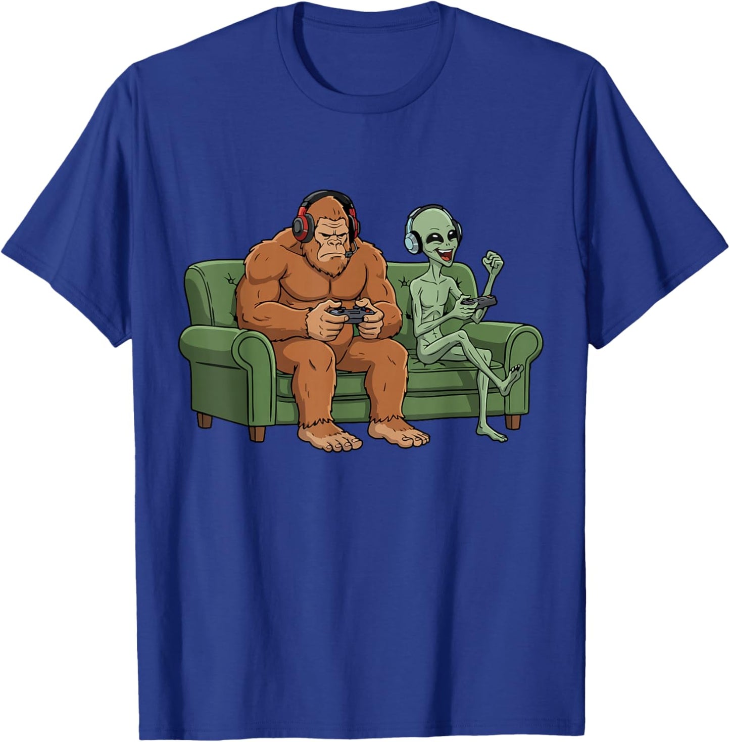 Bigfoot Alien Video Games Gaming Sasquatch UFO Men Boys Kids T-Shirt - T-Shirt | Royal