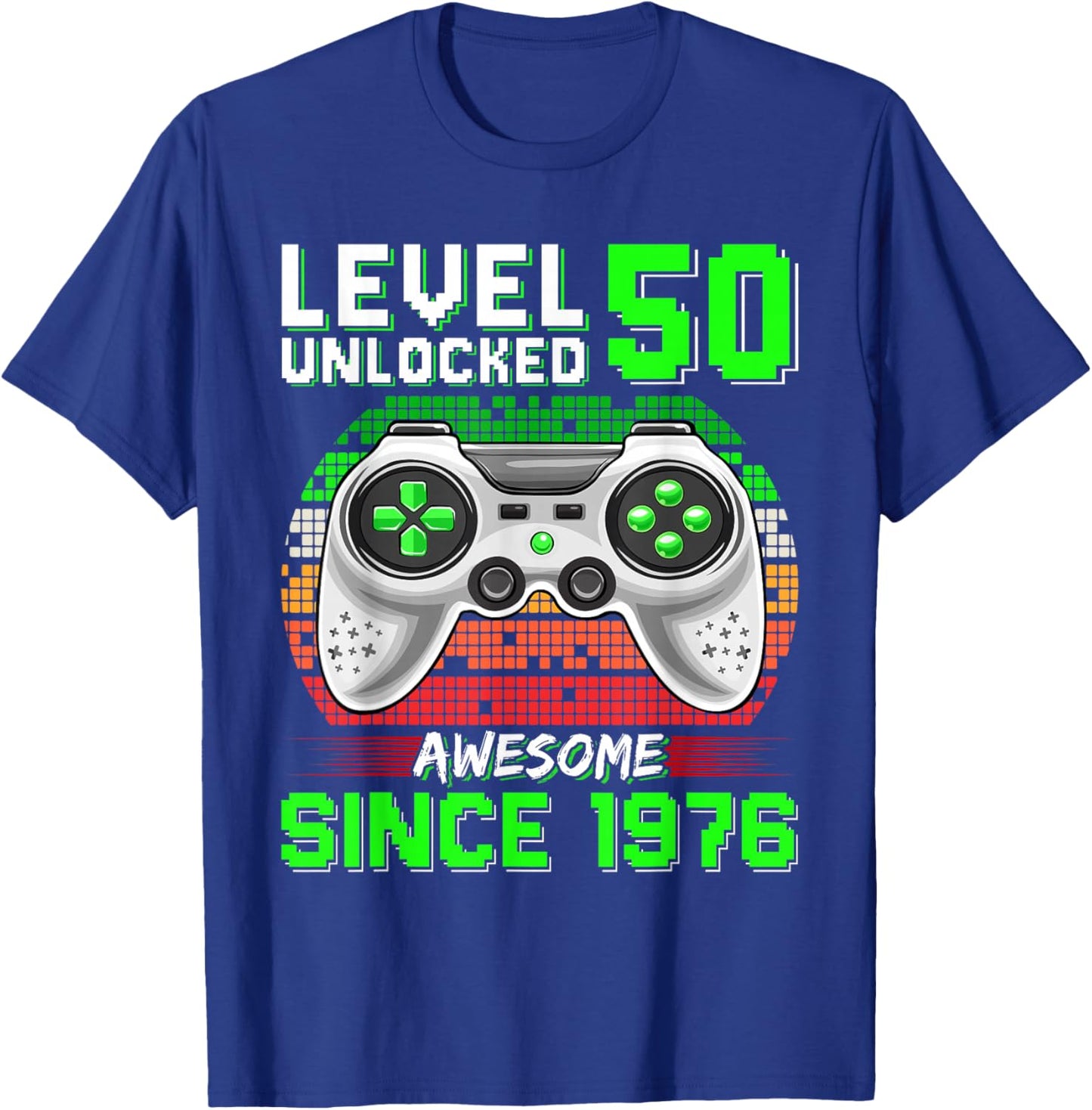 Level 50 Unlocked Awesome Since 1976 Video Gamer 50th Bday T-Shirt - T-Shirt | Royal
