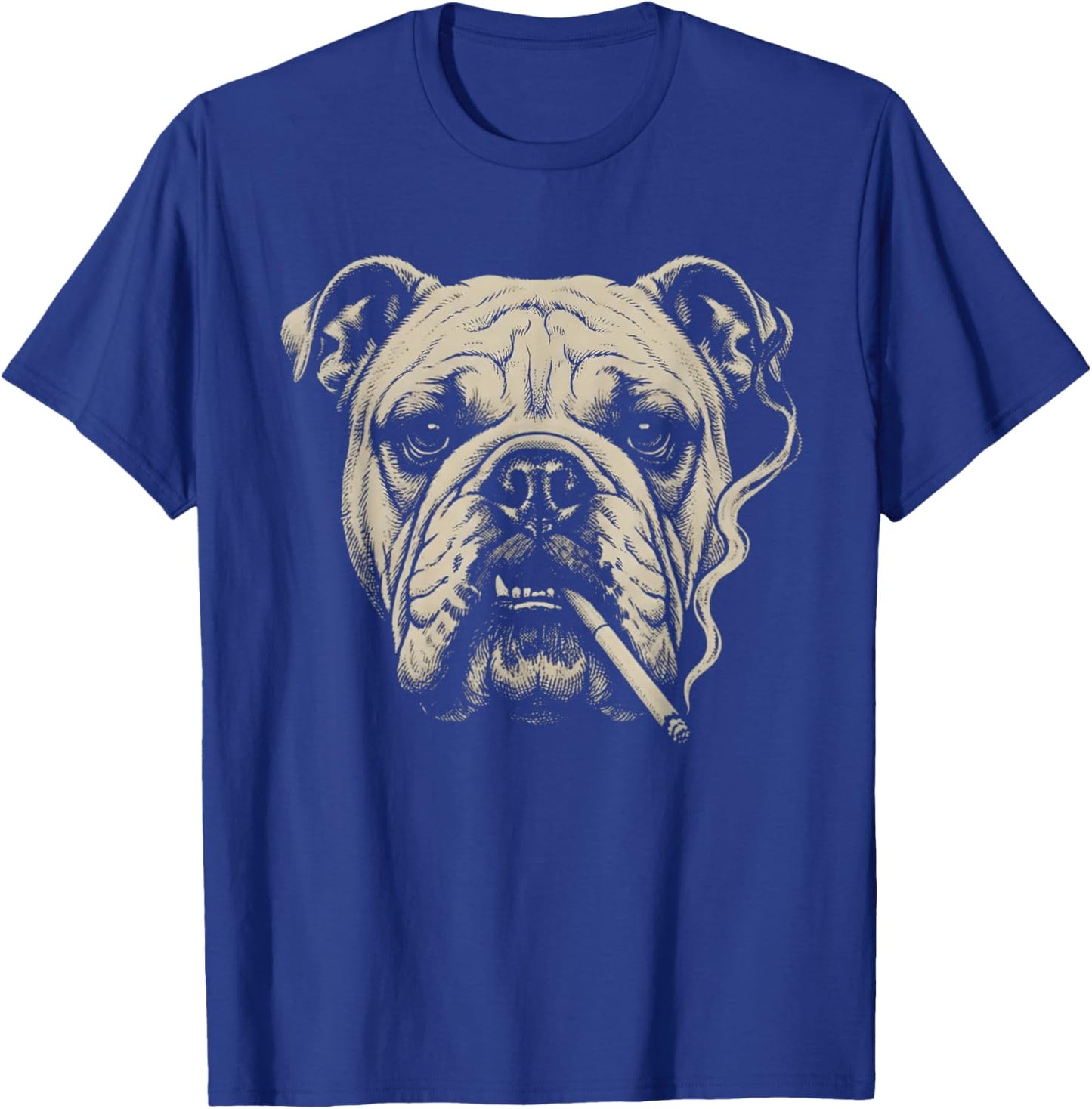 Dog Smoking Cigarette Funny English Bulldog Meme T-Shirt - T-Shirt | Royal