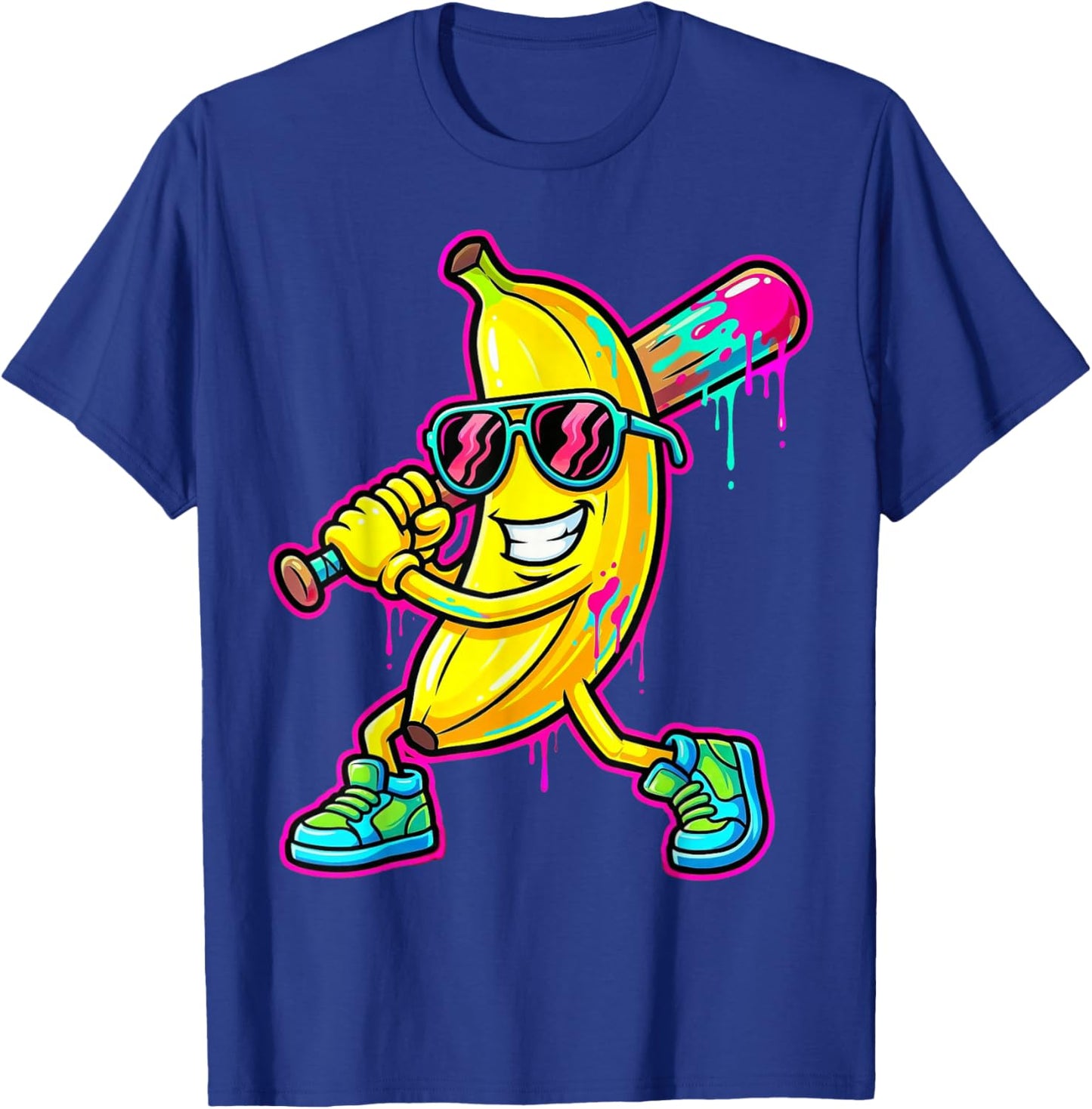 Banana Funny Baseball Drip Ice Cream Kids Youth Boys Girls T-Shirt - T-Shirt | Royal