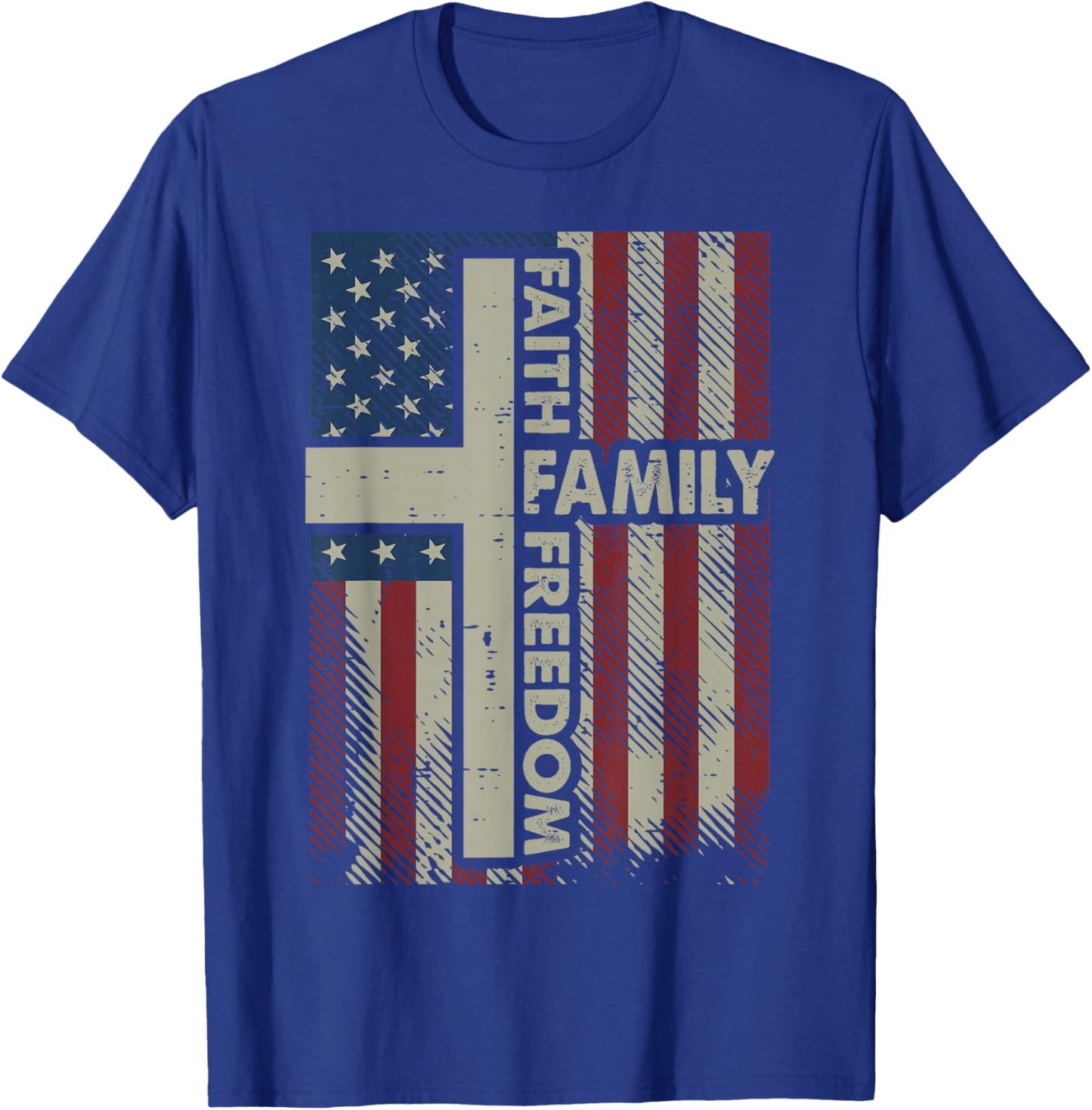 Faith US Flag Christian Religious God Jesus Men Women Kids T-Shirt - T-Shirt | Royal