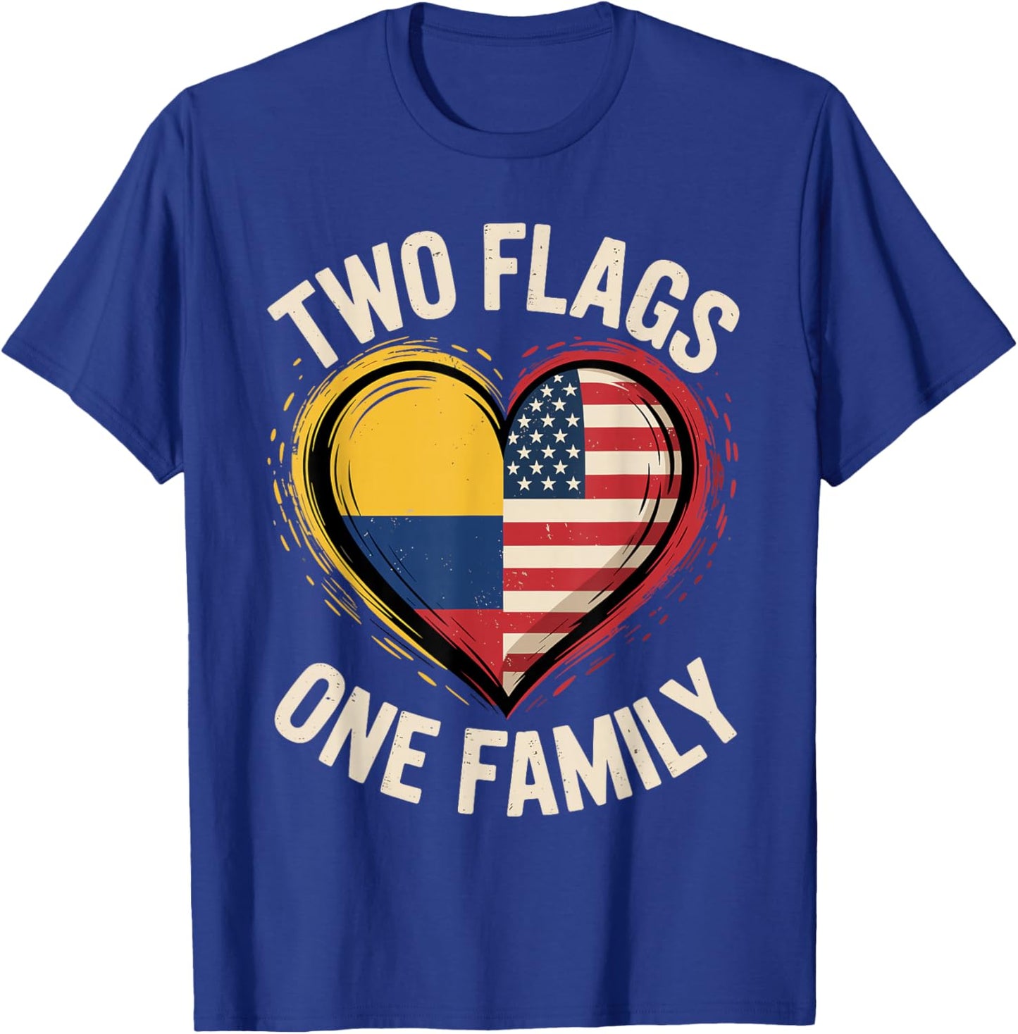 Two Flags One Family American Colombian USA Colombia America T-Shirt - T-Shirt | Royal