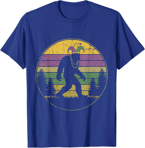 Mardi Gras Bigfoot Sasquatch Jester Hat New Orleans Festival T-Shirt - T-Shirt | Royal