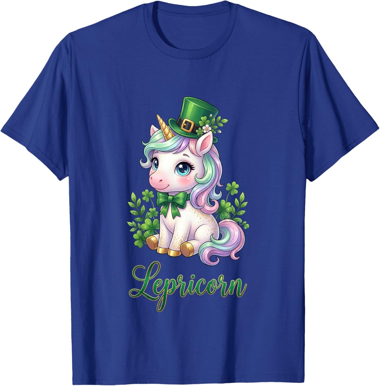Retro Lepricorn Irish Unicorn Clover Festive for Kids Girls T-Shirt - T-Shirt | Royal