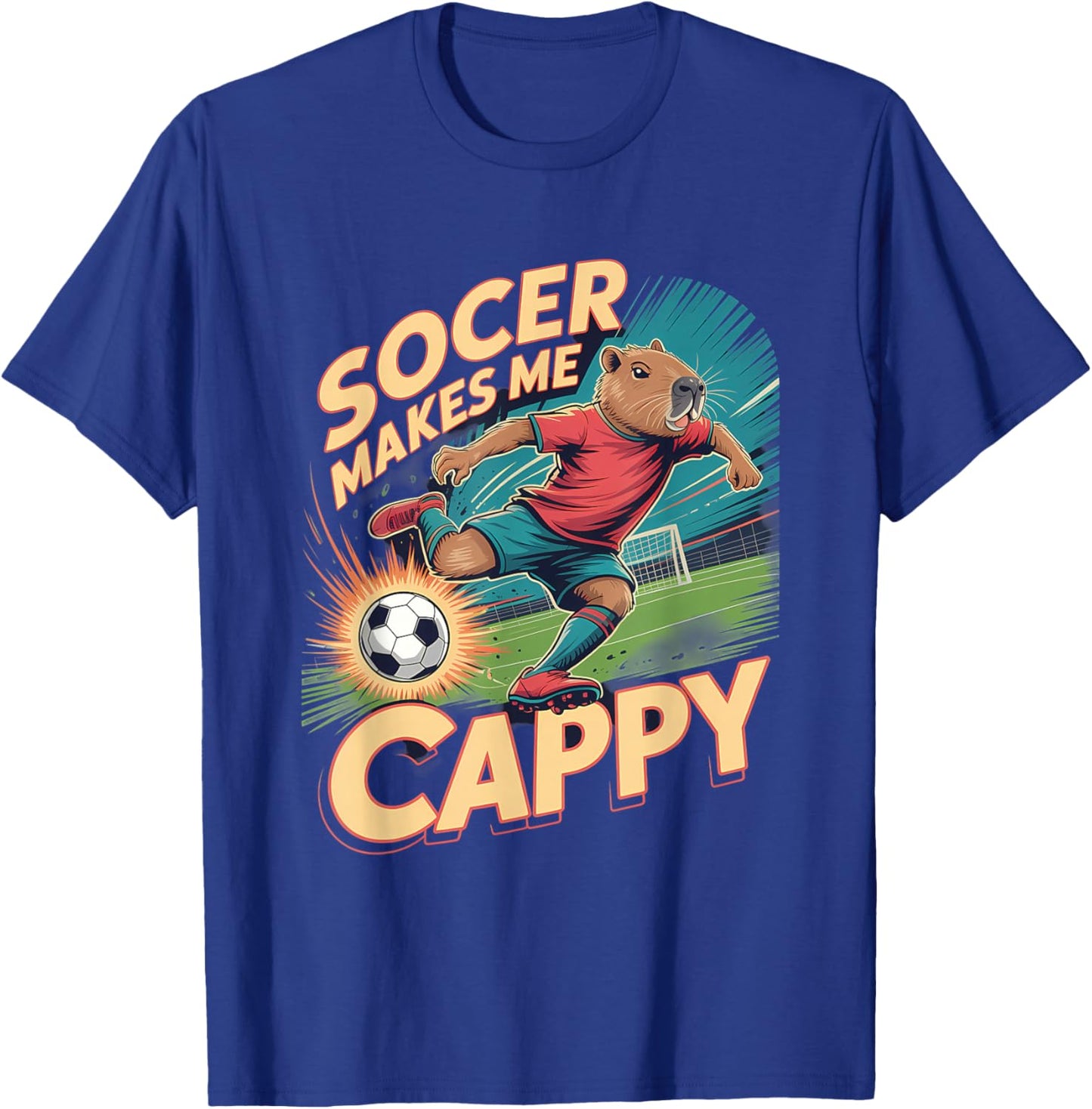 Soccerer Capybara Pun Football Funny Soccer T-Shirt - T-Shirt | Royal