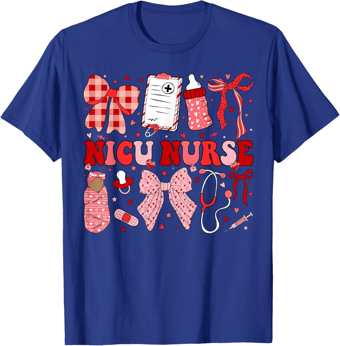 Neonatal Intensive Care Unit Coquette NICU Nurse Valentines T-Shirt - T-Shirt | Royal