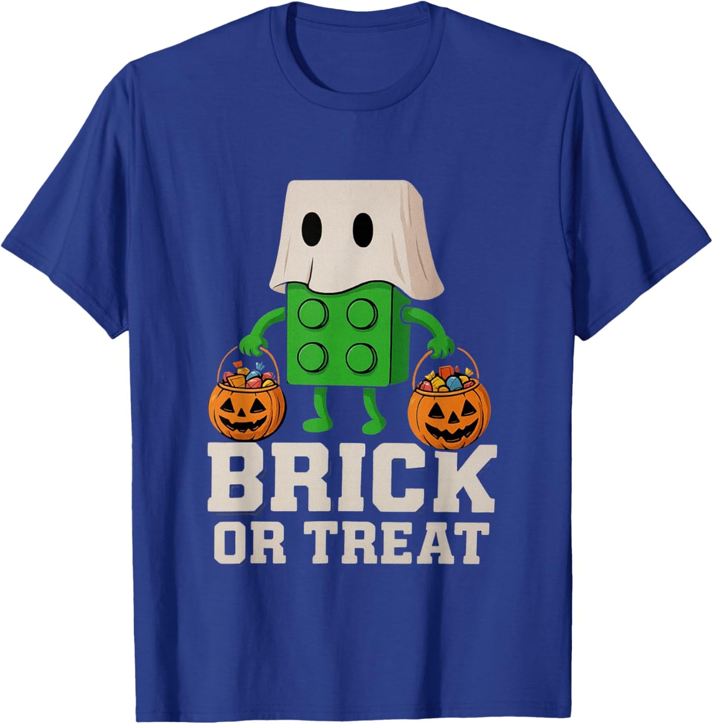 Building Bricks Halloween Brick or Treat Ghost Builder Funny T-Shirt - T-Shirt | Royal
