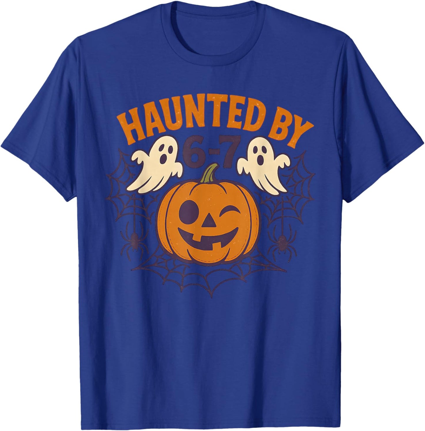 Haunted by 6-7 Retro Halloween 67 Ghost Pumpkin Funny Kids T-Shirt - T-Shirt | Royal