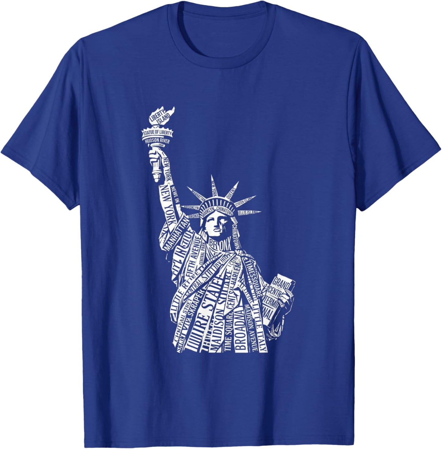 Statue of Liberty Typography New York City Word Art T-Shirt - T-Shirt | Royal