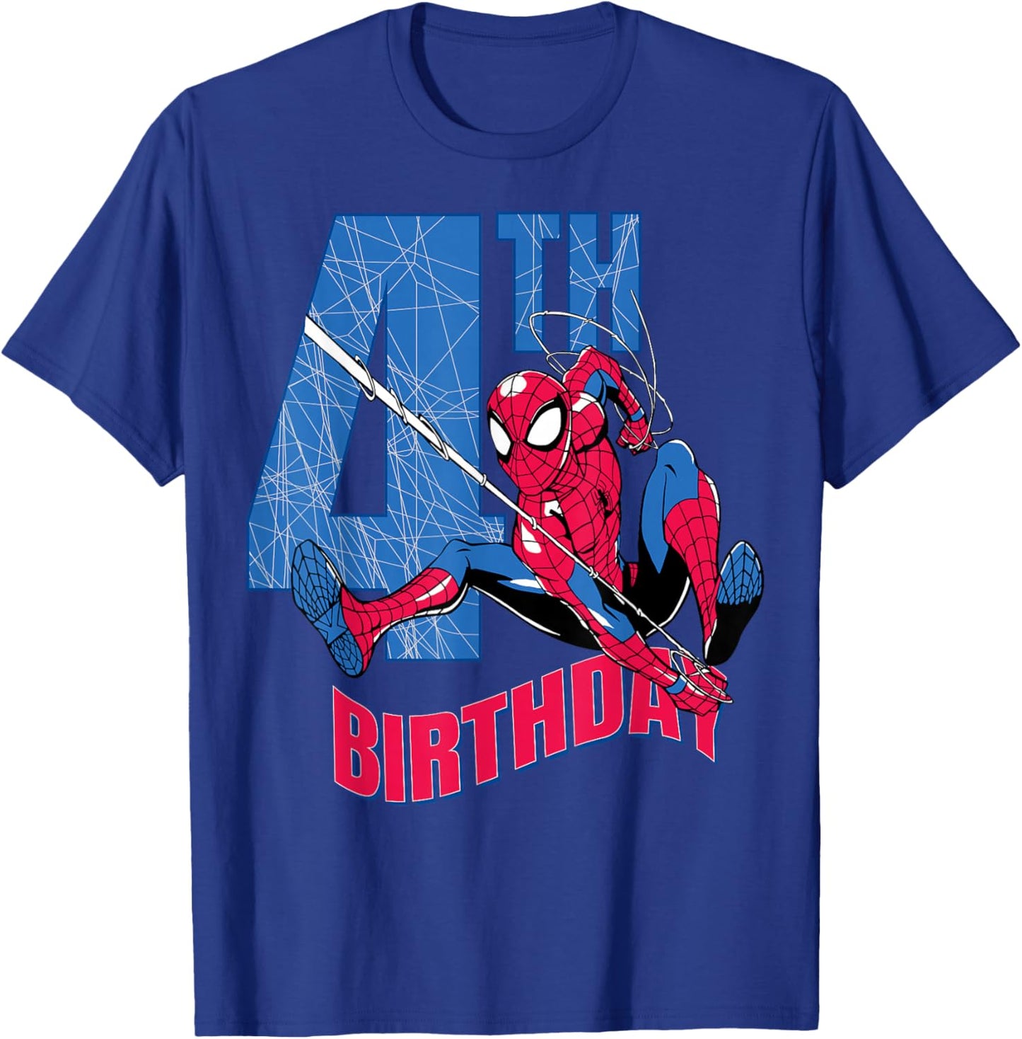 Marvel Comics Spider-Man 4th Birthday Hero Web Action T-Shirt - T-Shirt | Royal