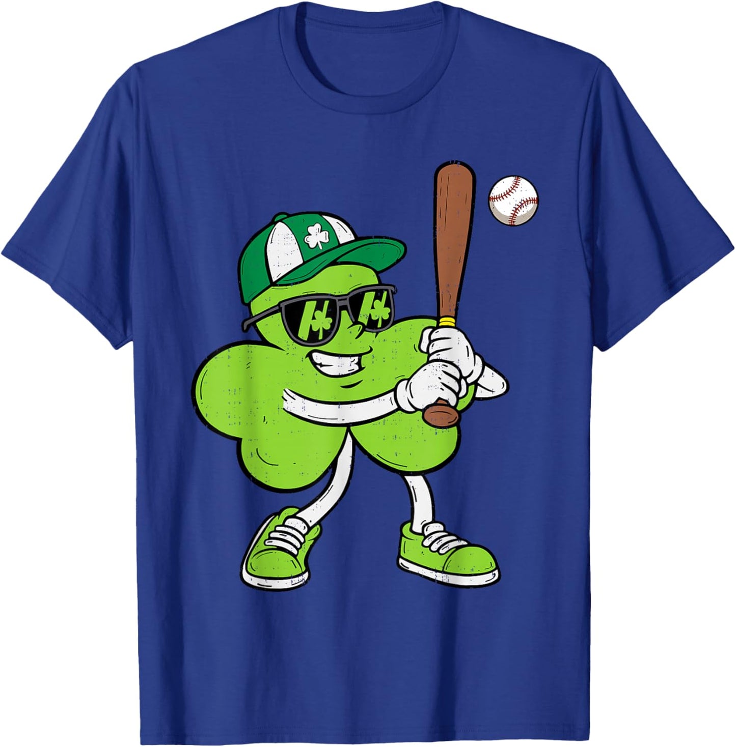 Baseball Saint Patricks Day Boys Kids Sport Green Shamrock T-Shirt - T-Shirt | Royal