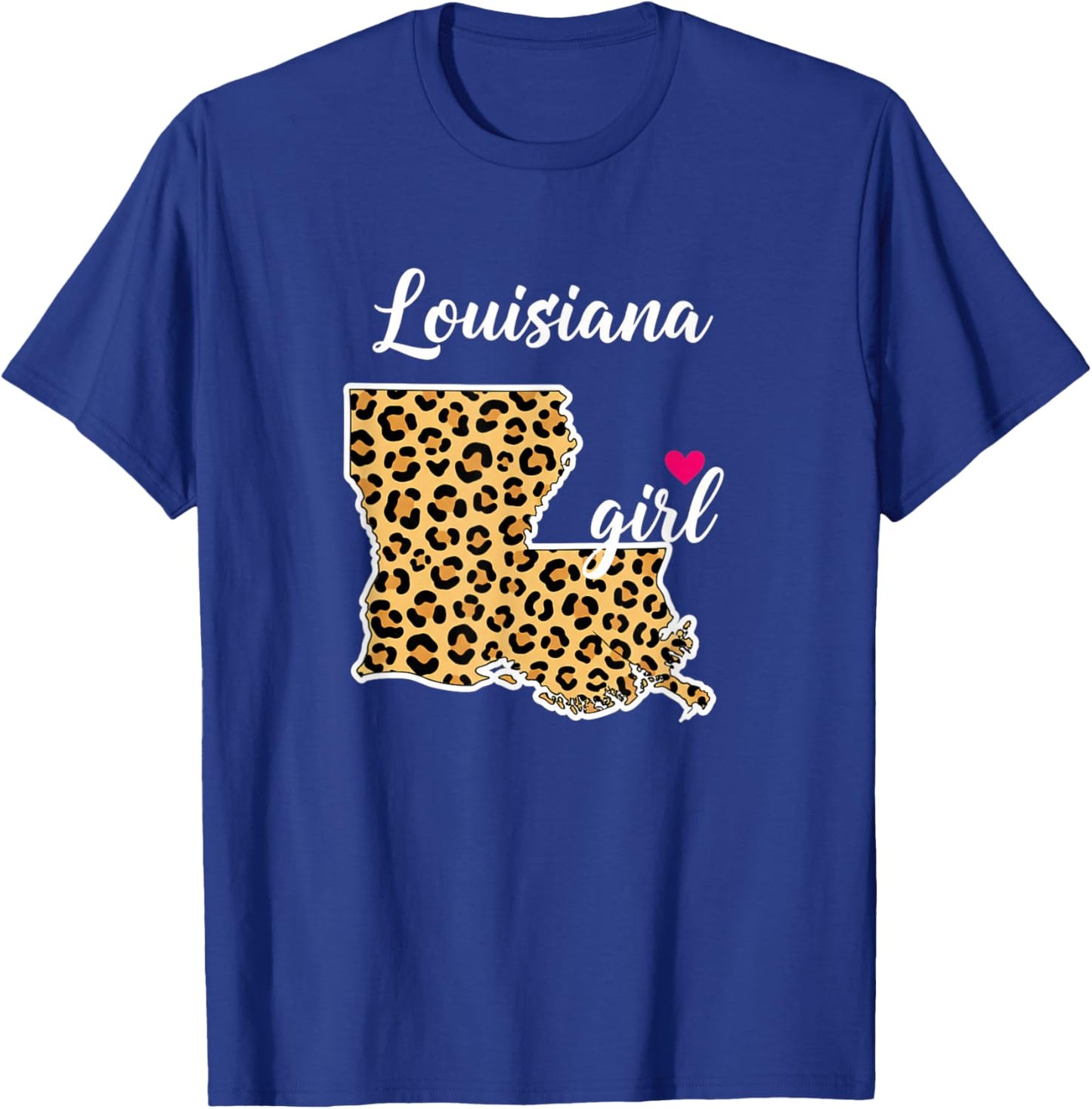 Louisiana Girl Leopard State Pride Louisiana Map T-Shirt - T-Shirt | Royal