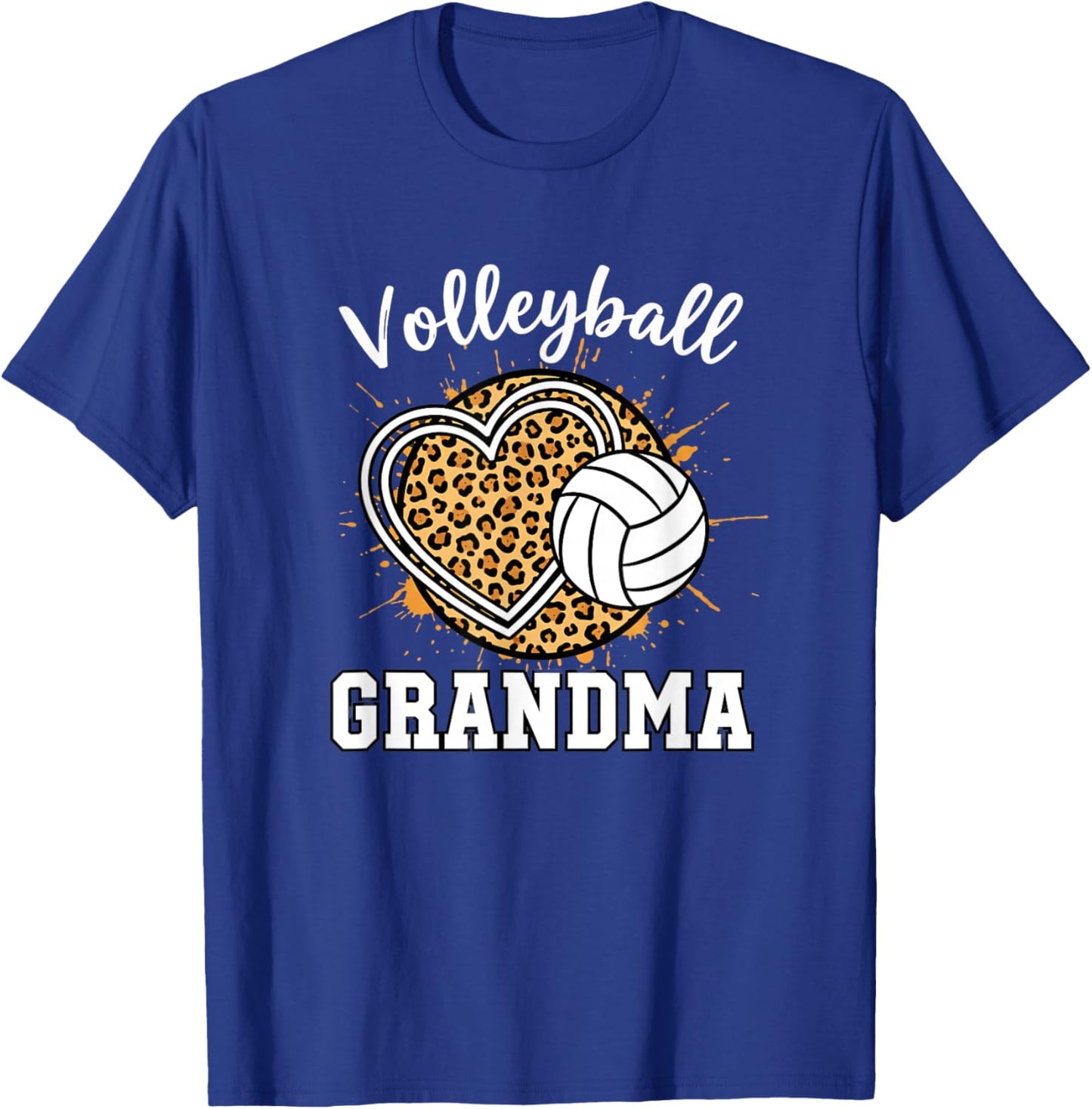 Grandparent Volleyball Grandma Leopard Heart Proud T-Shirt - T-Shirt | Royal