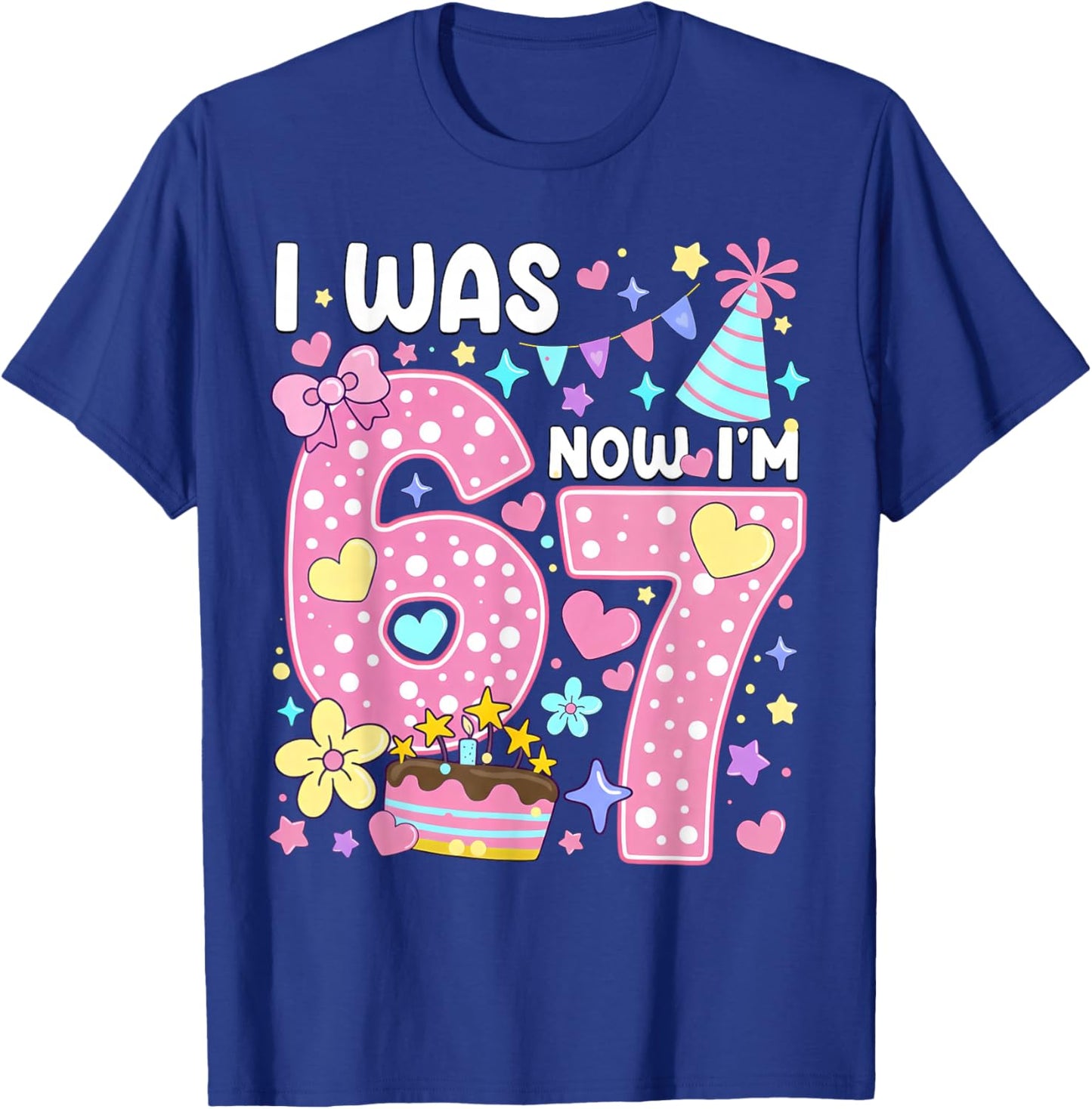 7 Year Old Birthday Girl I was 6 Now I'm 7 Meme 7th Birthday T-Shirt - T-Shirt | Royal