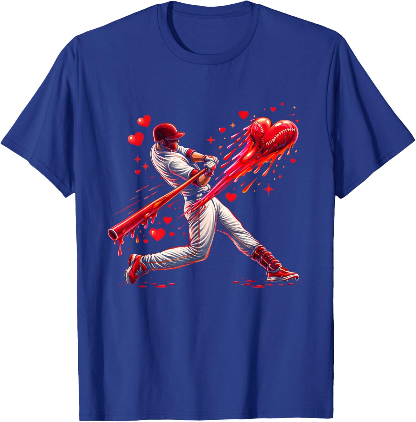 Valentine Baseball Player Drip T-Shirt - T-Shirt | Royal