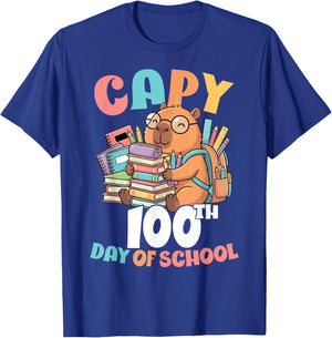 Capy 100th Day of School Capybara 100 Days of School Kids T-Shirt - T-Shirt | Royal