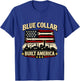 Blue Collar Built America Vintage Tools and Flag Art T-Shirt - T-Shirt | Royal