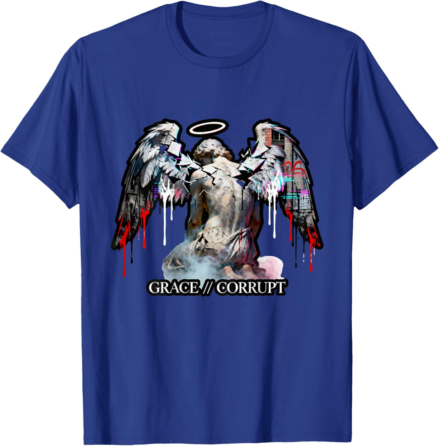 Hip Hop Angel Vintage Edgy Y2K Backprint Streetwear Angel T-Shirt - T-Shirt | Royal