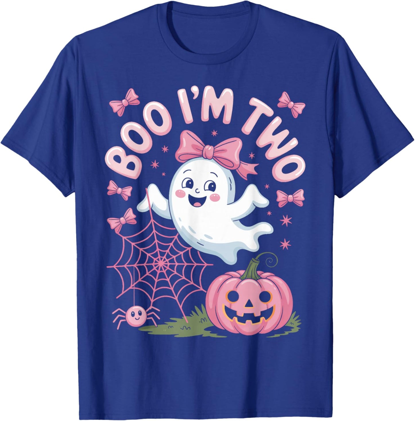 Boo I'm Two Second Birthday Halloween Ghost Pumpkin Kids T-Shirt - T-Shirt | Royal